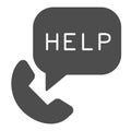 Call for help solid icon. Emergency calling through phone glyph style pictogram on white background. Telephone with help