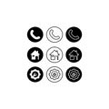 Call, home and setting icon using basic circle flat design.