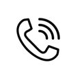 Call icon. line style icon. black vector symbol of telephone receiver