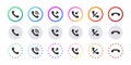 Call icons set. Call function icons. Phone call icons accept and decline. Vector images