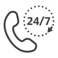 Call 24 7 line icon, support service and website