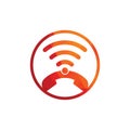 Call logo wifi icon design vector.
