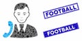 Call Manager Mosaic and Distress Rectangle Football Watermarks