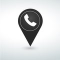 a call pin Map pin icon on a white background