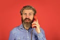 Call me. Successful negotiations. Answering machine. Lead generation specialist. Sales script. Bearded man phone