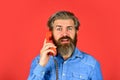 Call me. Successful negotiations. Answering machine. Lead generation specialist. Sales script. Bearded man phone