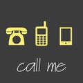 Call me with various telephone symbols simple banner