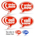 Call now, Order now speech bubbles Royalty Free Stock Photo