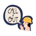 Call it out handwritten phrase with worker in helmet Royalty Free Stock Photo