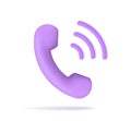 Call phone icon. Telephone handset. 3d tube for support, hotline, contact and help of customer. Emergency service concept. Sign of Royalty Free Stock Photo