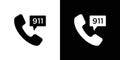 Call 911 phone number icon logo set vector Royalty Free Stock Photo