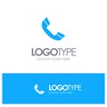 Call, Phone, Ring, Telephone Blue Solid Logo with place for tagline Royalty Free Stock Photo