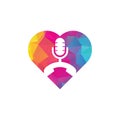 Call Podcast heart shape concept Icon Logo Design Royalty Free Stock Photo