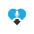 Call Podcast heart shape concept Icon Logo Design Royalty Free Stock Photo