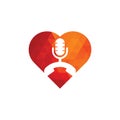 Call Podcast heart shape concept Icon Logo Design Royalty Free Stock Photo