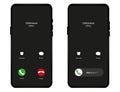 Call screen layout, abstract incoming call window interface with hang and reject buttons. Presentation and infographic templates.