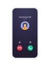 Call screen mockup, abstract incoming call window interface with hang buttons and icon of clock and text icon.