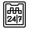 Call service 24 hours taxi icon outline vector. Parking drive