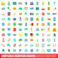 100 call service icons set, cartoon style Royalty Free Stock Photo