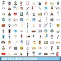 100 call service icons set, cartoon style Royalty Free Stock Photo