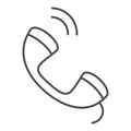 Call thin line icon. Classic phone, telephone symbol, outline style pictogram on white background. Business or
