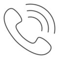 Call thin line icon, phone and communication