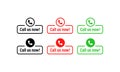 Call us now icon set. Information technology. Call Us Now banner, button. Telephone icon. Customer service. Vector EPS 10. Royalty Free Stock Photo