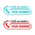 Call us now - template for phone block Royalty Free Stock Photo