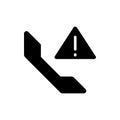 Call warning black glyph icon