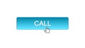 Call web interface button clicked mouse cursor, blue color, technical support Royalty Free Stock Photo