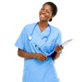 On call for your care. Studio shot of a confident young doctor posing against a white background. Royalty Free Stock Photo