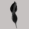 Calla lily flower, bud and leaves in black. Single tropical flower isolated on a white background Royalty Free Stock Photo