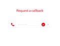 Callback form. Call us back. Request a phone call. Phone icon with mobile phone number field. Mockup window with yes and