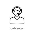 Callcenter icon. Trendy modern flat linear vector Callcenter icon on white background from thin line Professions collection