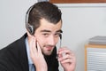 callcenter man with modern headset for customer service