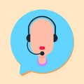 Callcenter man support online operator with headphone, customer and technical service icon, chat concept, flat design