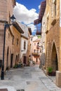 Calle de los Mercaderes, Merchants street, in Poble Espanyol, Spanish Village in Barcelona, Catalonia, Spain Royalty Free Stock Photo