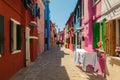 Calle del Principe street in Burano, Italy Royalty Free Stock Photo