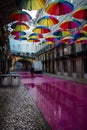 Calle Rosa , the pink street in early morning. Lisbon, Portugal