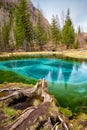 So-called blue geyser lake in Altay mountains