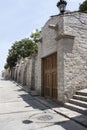 Callejon de la Casa Encantada street in Yanahuara district, Arequipa, Peru. Street made of sillar, volcanic rock