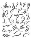 Set of Calligraphic brush divider. Handwrittern draw. Royalty Free Stock Photo