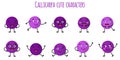Callicarpa fruit cute funny cheerful characters with different poses and emotions