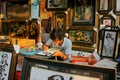 Calligrapher draw handwriting in penmanship. SAI GON, VIET NAM- FEBRUARY 1, 2013