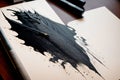 A calligrapher s brush stroke transforming into a dragon