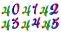 Calligraphic 3D Rendered Digits, Numbers