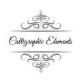 Calligraphic design elements . Decorative swirls or scrolls, vintage frames , flourishes. Vector. Royalty Free Stock Photo