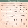 Calligraphic Design Elements, Dividers and Dashes Royalty Free Stock Photo