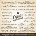 Calligraphic design elements. Elegant collection of hand drawn swirls for your design. Page decorations. Swirl, scroll Royalty Free Stock Photo