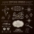 Calligraphic design elements vintage set. Vector ornament frame Royalty Free Stock Photo